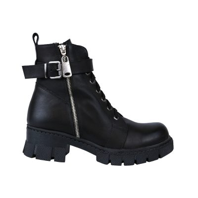 VEGA TİPU Woman Laced With Zipper Belted Genuine Leather Boots